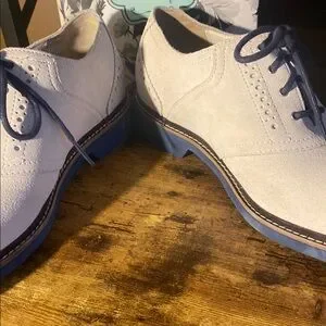Cole Haan White Suede Oxfords with Blue Laces Cole Haan | Shoes | Cole Haan White Suede Oxfords With Blue  main image 2